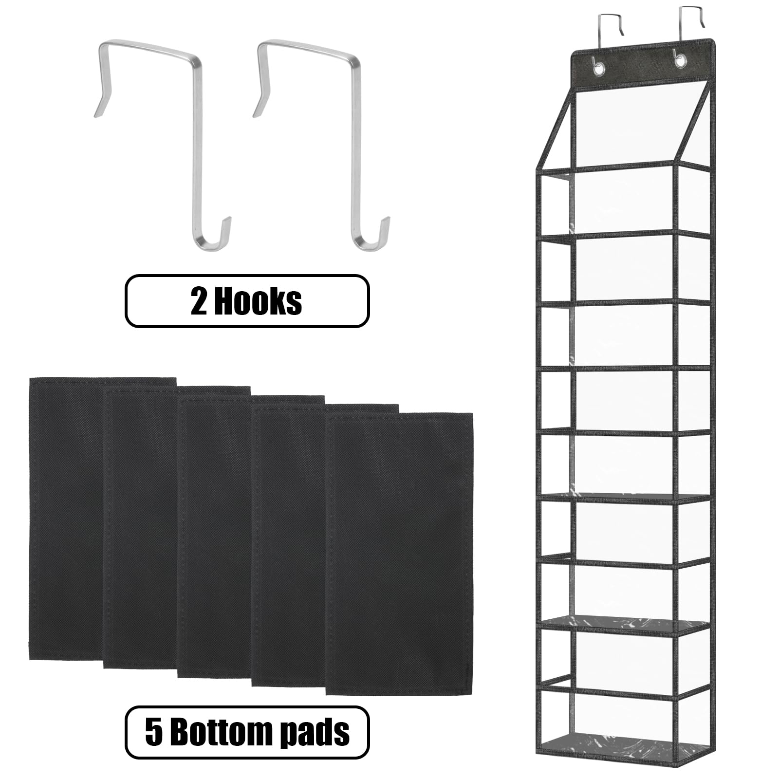 5-Shelf Over The Door Storage Organizer - Heavy Duty 25lb Capacity Hanging Door Organizer for Closet, Bedroom & Pantry - Space Saving Back of Door Storage Solution for Shoes, Toys, Cleaning Supplies & More