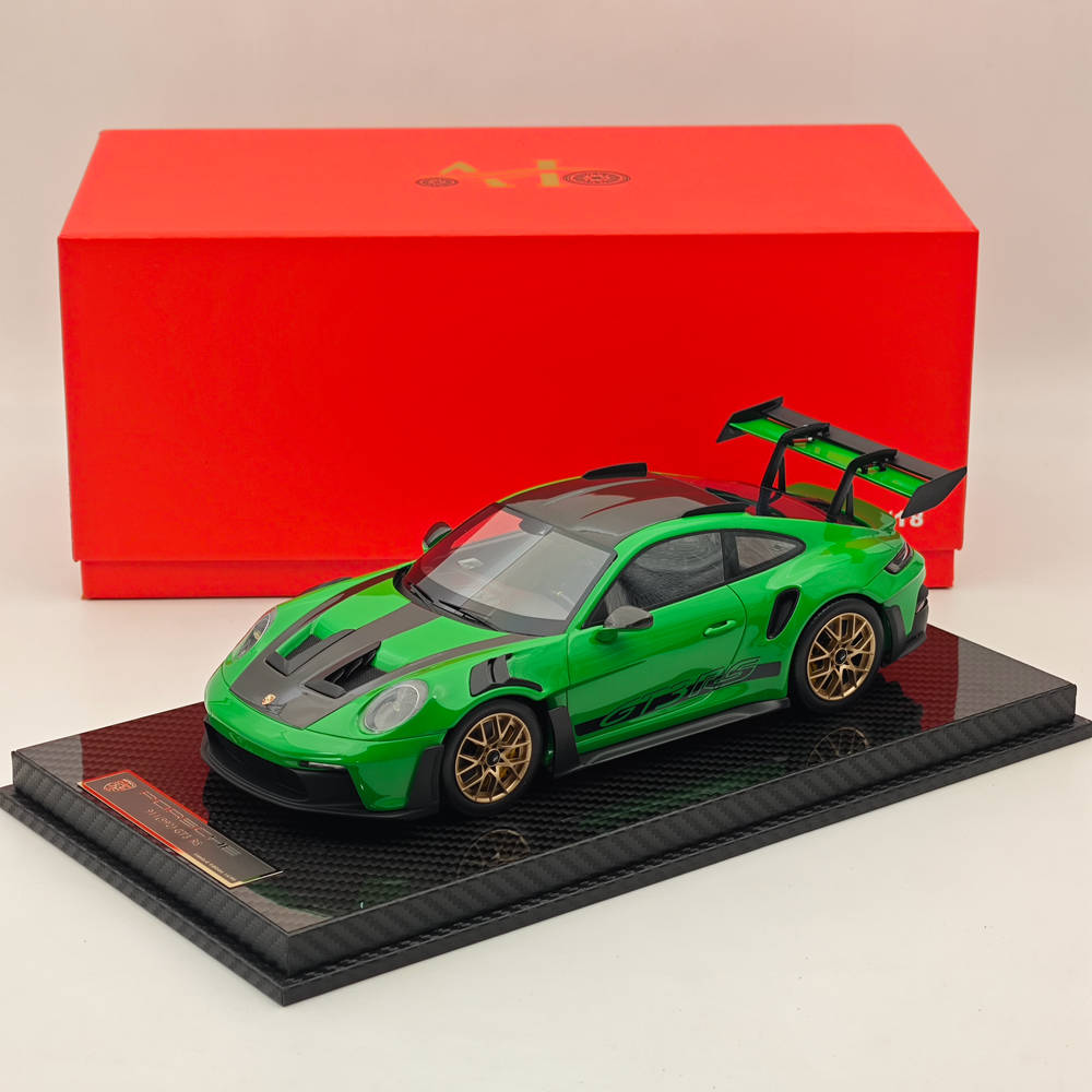 1/18 Scale Porsche 992 GT3 RS Green Resin Die-Cast Model Car - High Quality Collectible Sports Car for Display, Gift, and Racing Enthusiasts