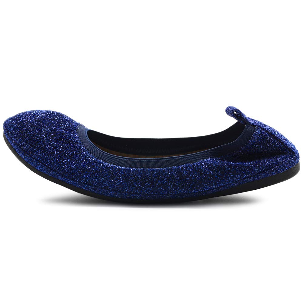 Ollio Women's Glitter Slip-On Ballet Flats - Comfortable Basic Shoes for Casual Wear, Office & Party Outfits | Style F118