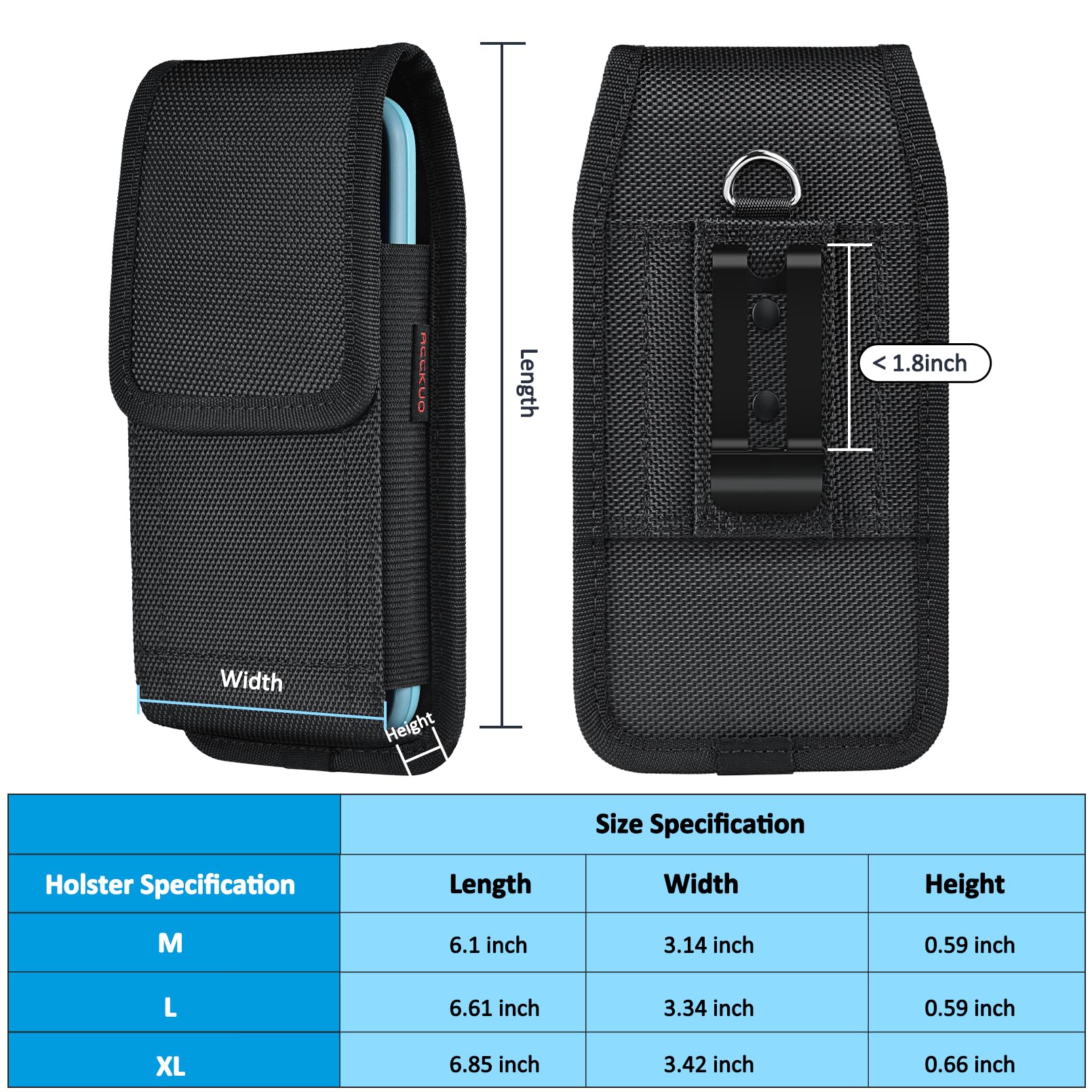 Samsung Galaxy S25/S24/S23/S22/S21/S20 Ultra Belt Phone Holster with Metal Clip & Magnetic Closure - Durable XL Black Case for Everyday Protection | Perfect for Work, Gym & Outdoor Activities