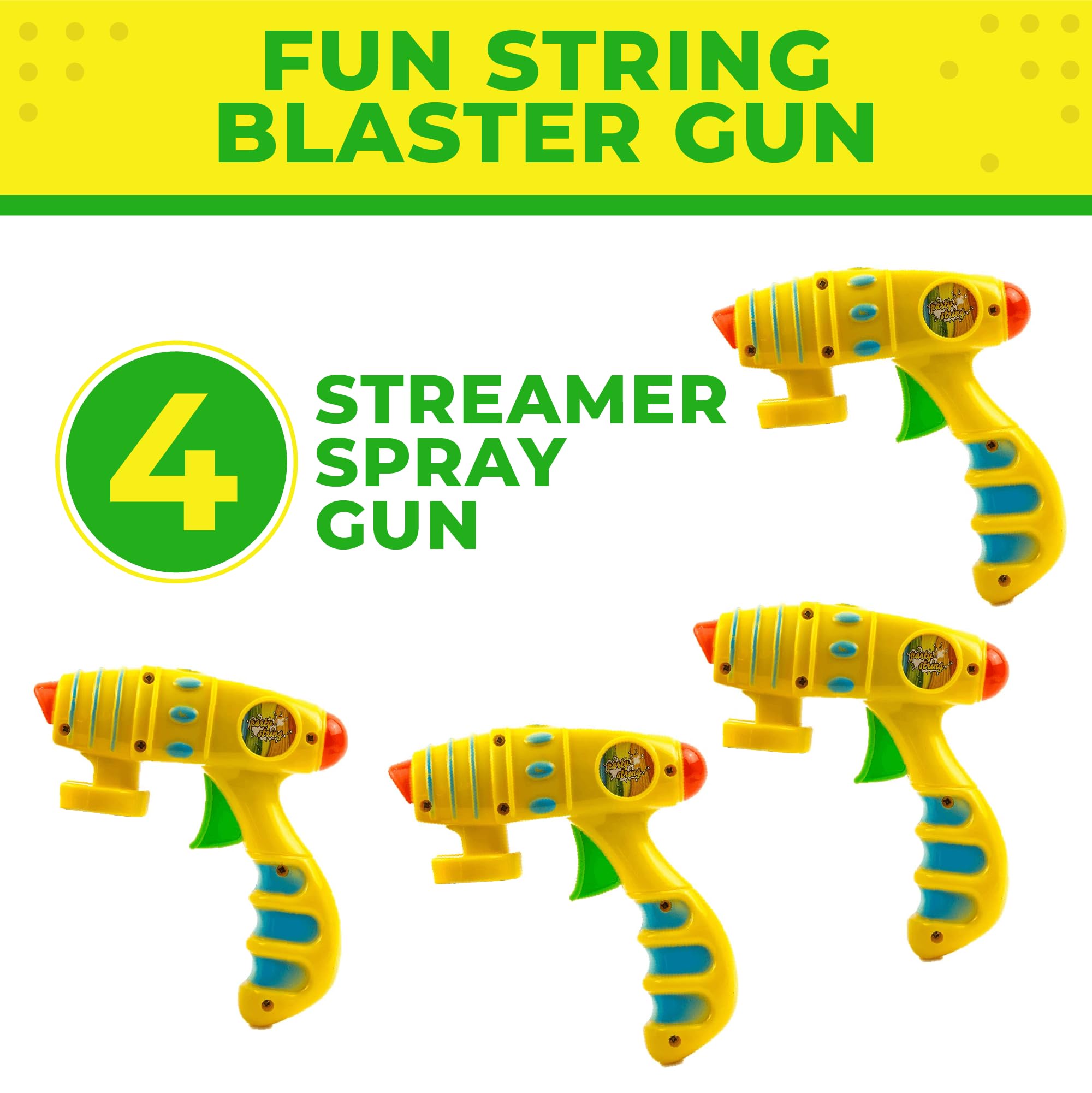 Non-Toxic Party Streamer Spray String Shooter Toy for Kids - Fun Toy Pistol for Birthday Parties & Celebrations | Safe for Boys & Girls | Perfect for Festive Events, Carnivals & Family Gatherings