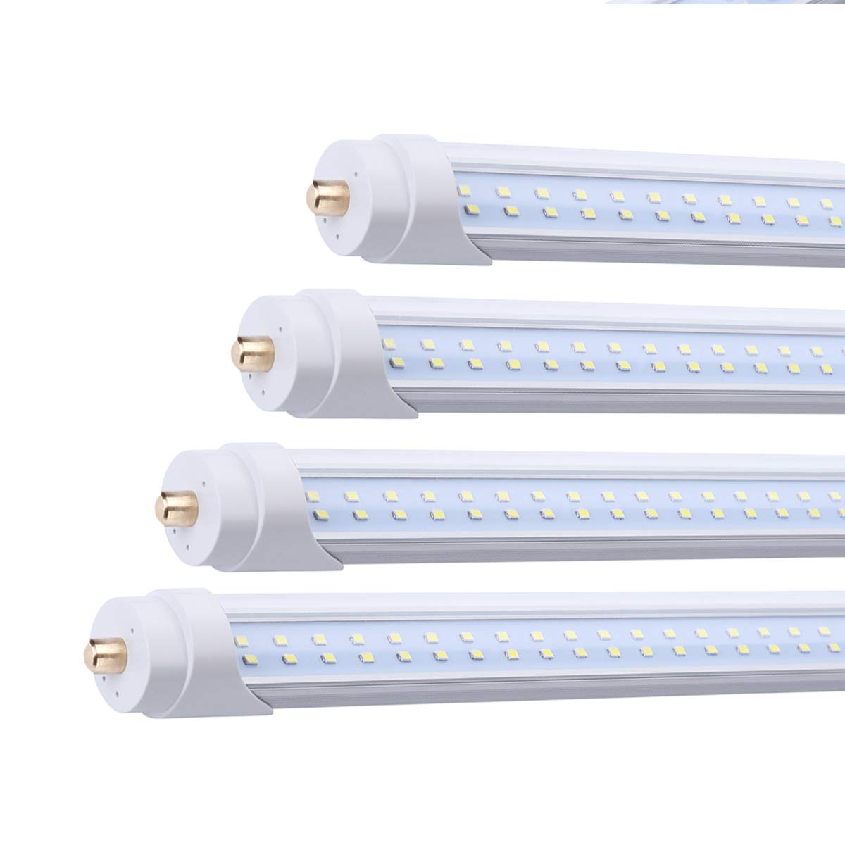 8FT LED Tube Light 65W 7800LM 6000K - T8 T10 T12 Single Pin LED Bulb with Clear Cover - Energy Saving Replacement for Fluorescent Lights (4 Pack) - Perfect for Warehouses, Garages, and Commercial Lighting