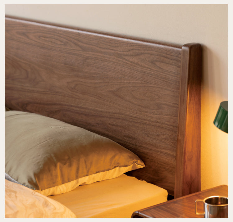 Solid Black Walnut Wood Bed Frame - Queen Size, Natural Wood Grain, Sturdy Platform Bed - Perfect for Modern, Farmhouse & Rustic Bedroom Decor