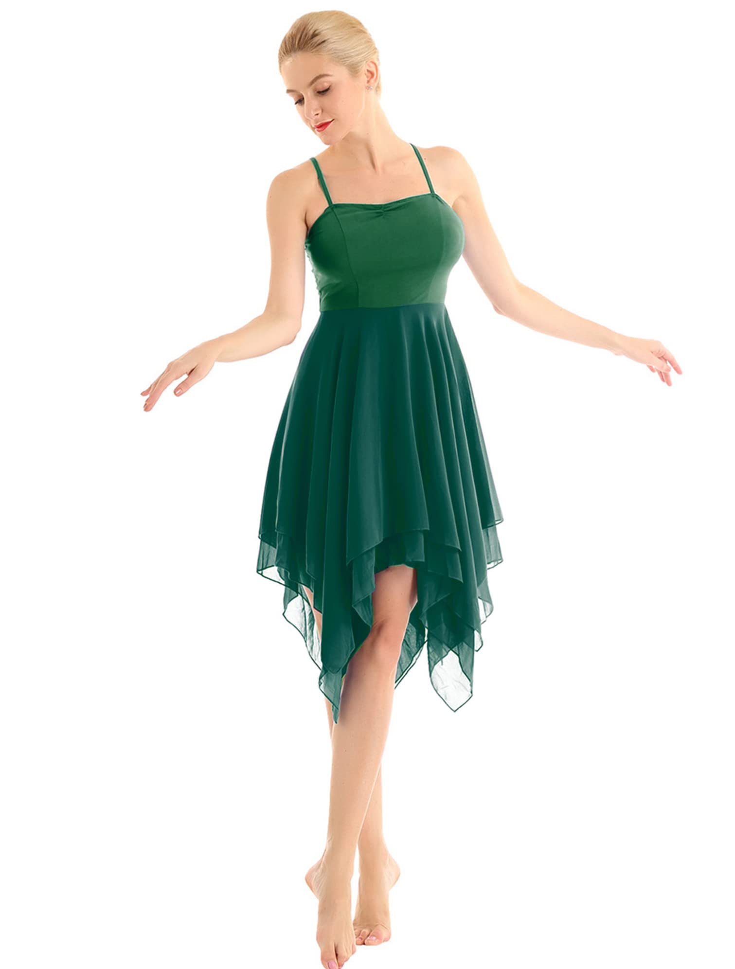 Elegant Asymmetric Mesh High-Low Ballet Dance Dress for Women - Contemporary Lyrical Dance Costume - Perfect for Performances, Recitals & Competitions