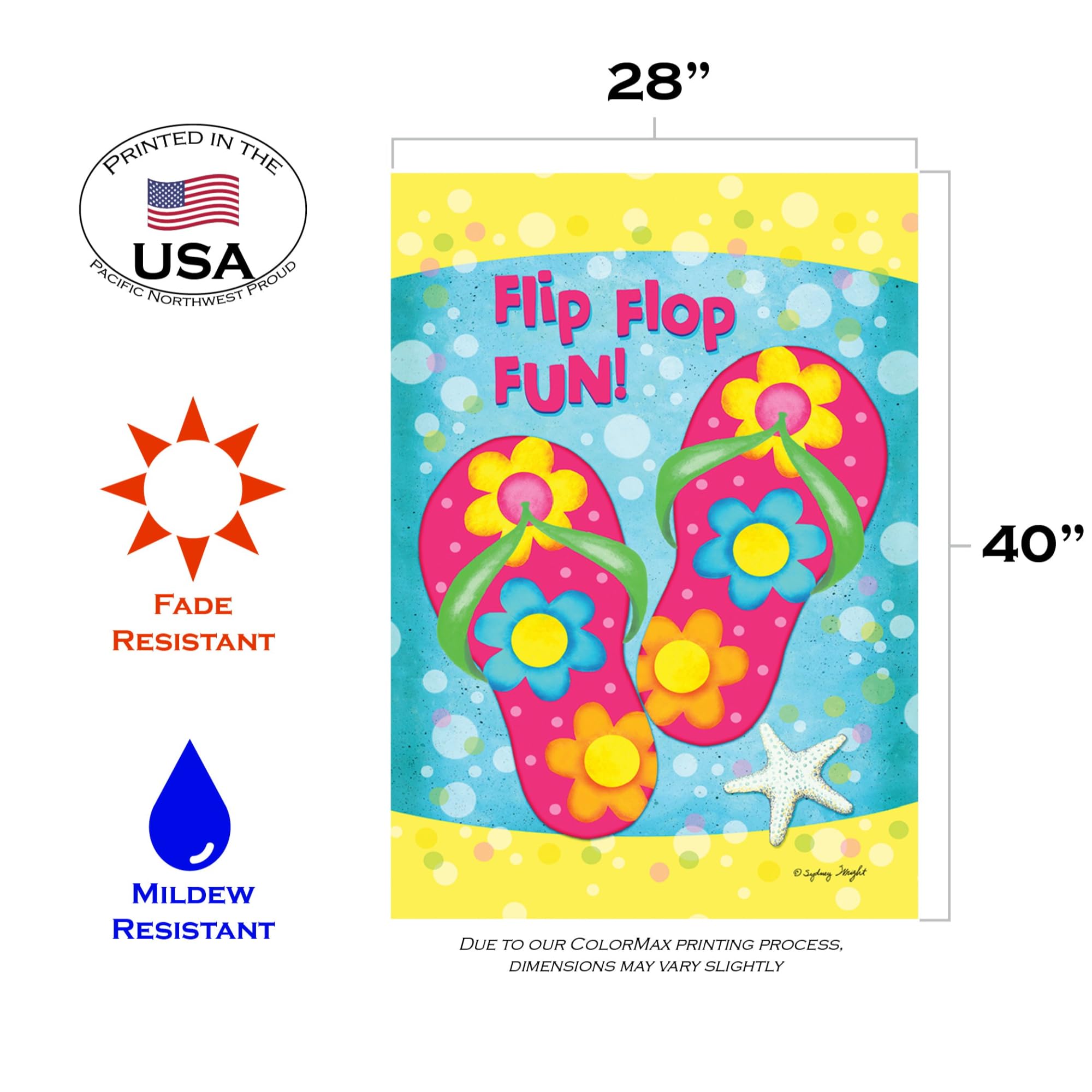 Toland Home Garden 1010052 Double Sided Summer Flip Flop Fun Outdoor Garden Flag - 28x40 Inch Decorative House, Beach & Yard Flag for Summer Decor, Patio Parties & Coastal Themed Events