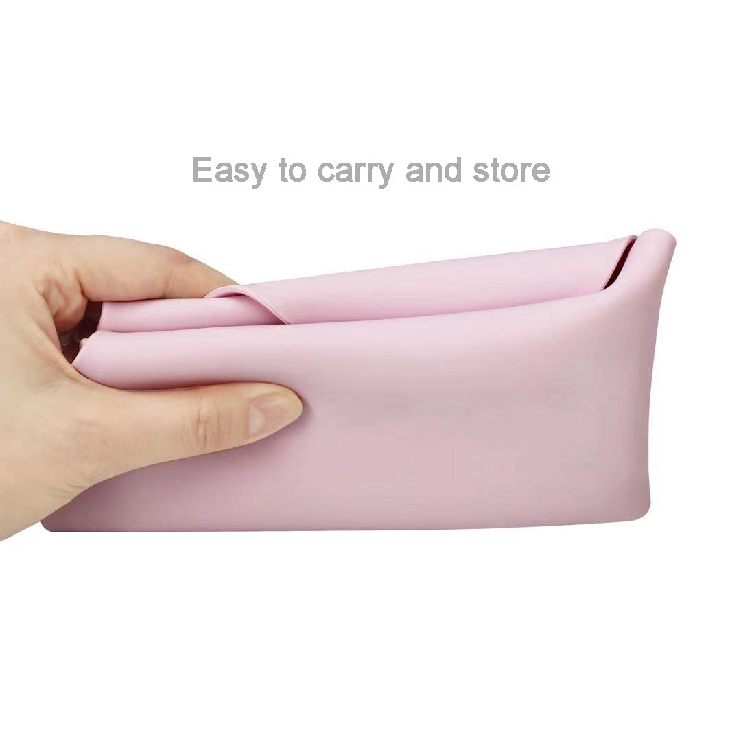 PandaEar 2 Pack Non-Slip Silicone Placemats for Kids - BPA Free, Food Grade, Lightweight & Portable with Raised Edges (Pink & Grey) - Perfect for Toddler Mealtime, High Chair, Dining Table, and Picnics
