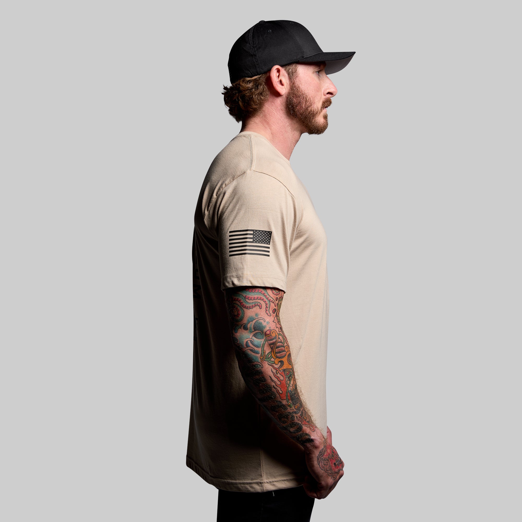 Tactical Skull T-Shirt for Men - Premium Cotton Tan Military Style Tee - Perfect for Outdoor Adventures, Gym Workouts & Streetwear Fashion