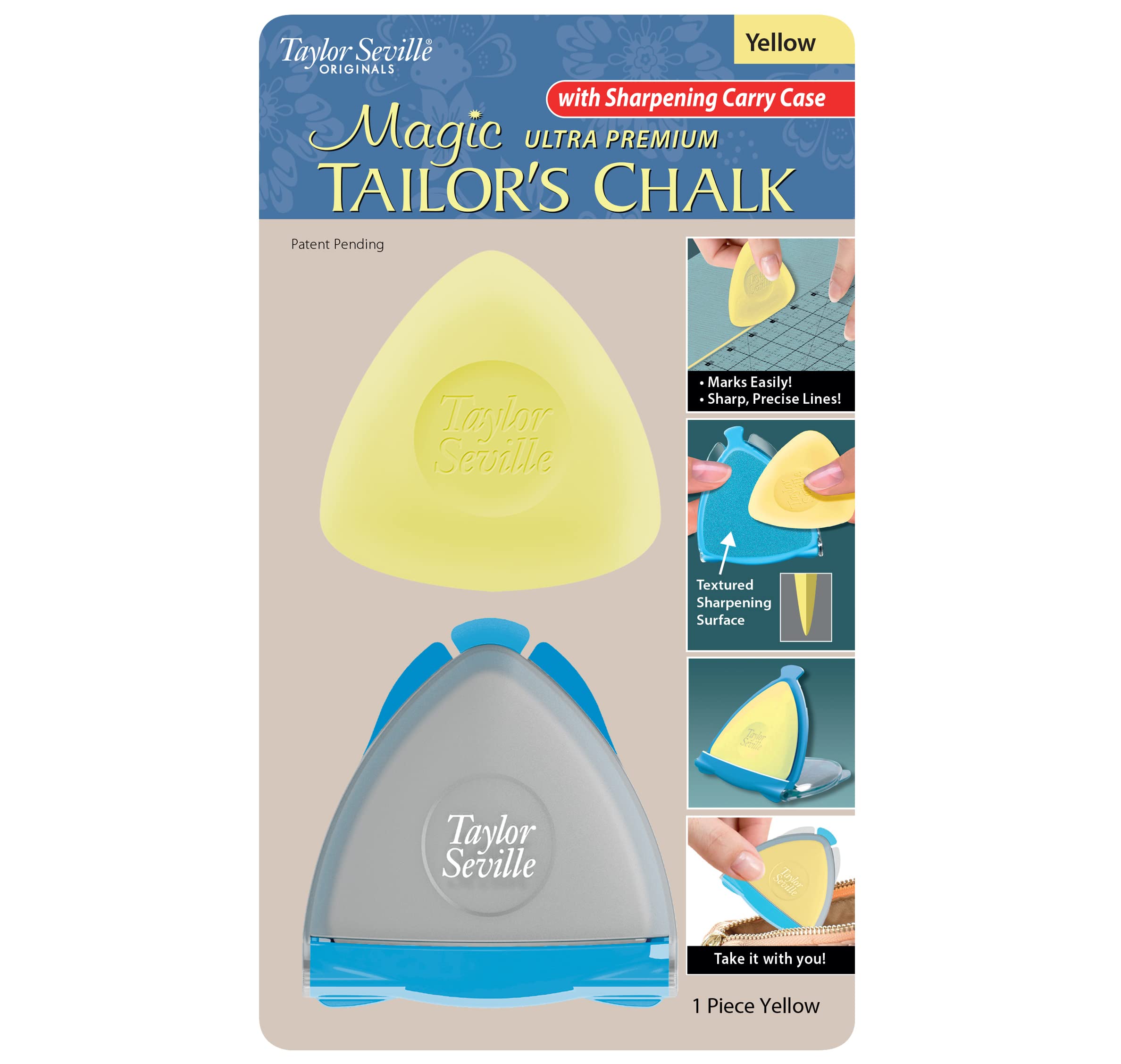 Premium Tailor's Chalk for Sewing & Fabric Marking - Yellow Color with Sharpening Carry Case - Ideal for Dressmaking, Quilting & DIY Crafts