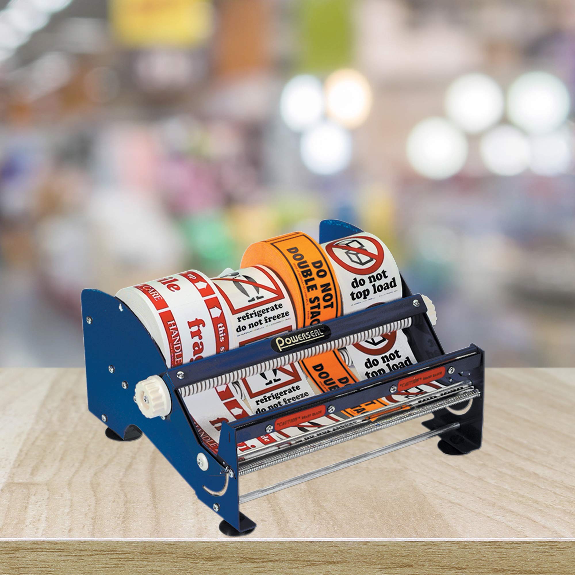 Tape Logic TLSL9512 Blue Table Top Label Dispenser - Perfect for Office, Retail & Warehouse Labeling Needs