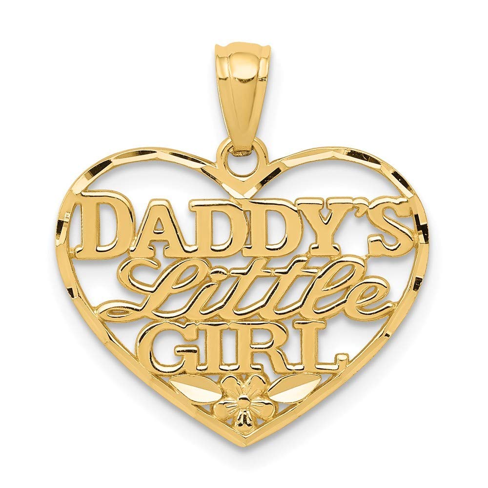 14K Yellow Gold Sparkle Cut Heart Pendant Necklace - 