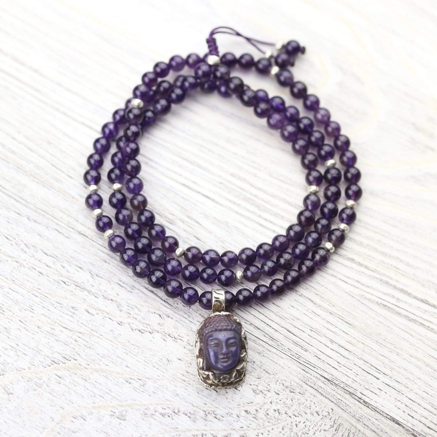 Authentic Amethyst Buddhist Meditation Mala Beads - 108 Prayer Beads for Yoga, Mindfulness & Spiritual Healing | Perfect for Meditation, Stress Relief & Positive Energy