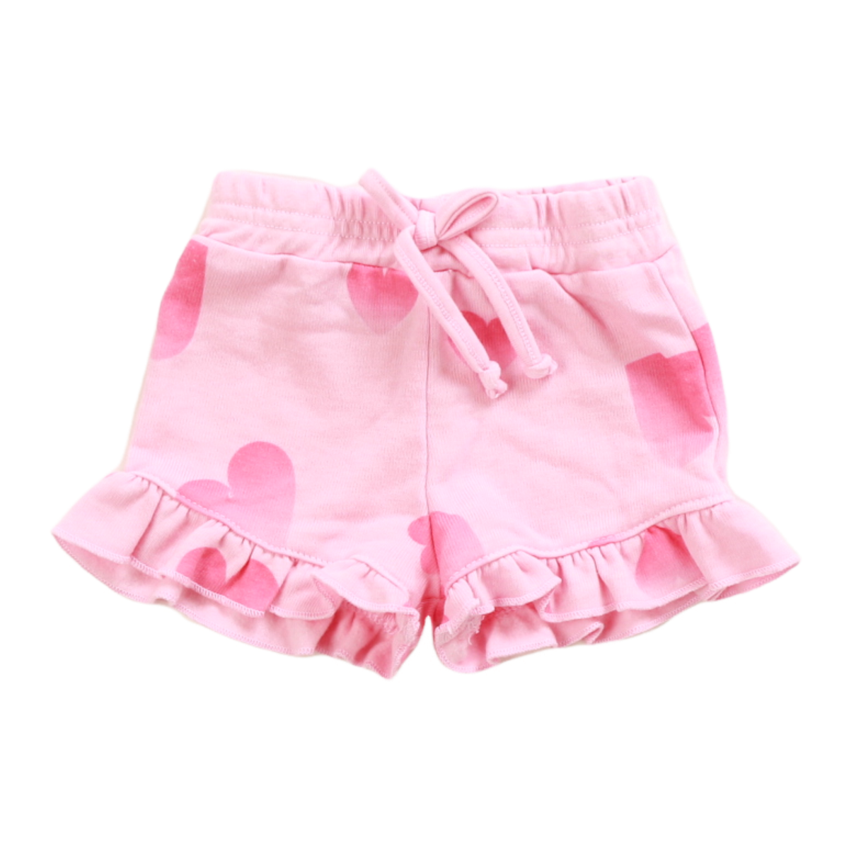 Cozii Ombre Heart Ruffle Shorts for Women - Trendy Gradient Color Heart Print Flirty Summer Shorts | Perfect for Beach, Vacation, Date Night & Casual Outings