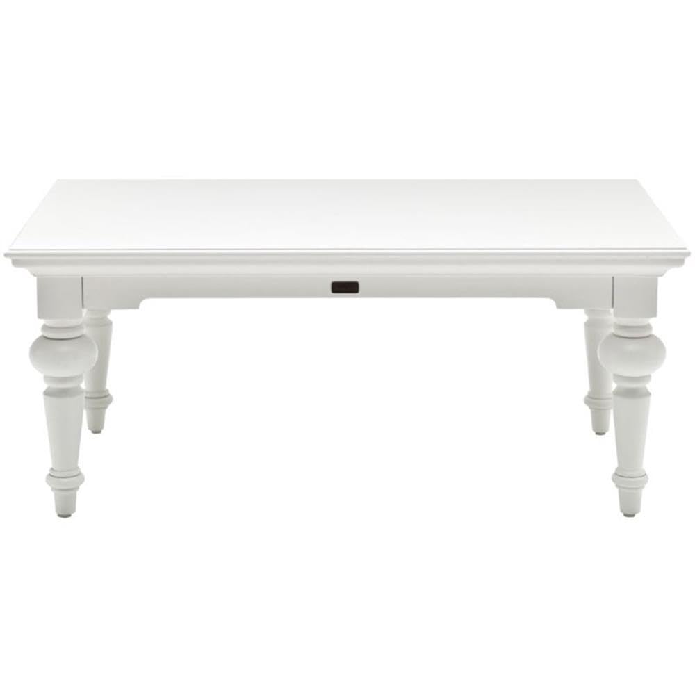 **NovaSolo Provence Pure White Mahogany Wood Rectangular Coffee Table - Modern Farmhouse Living Room Furniture for Home Decor**    **使用场景:** Perfect for cozy living rooms, farmhouse-style homes, or as a chic centerpiece in your lounge area.