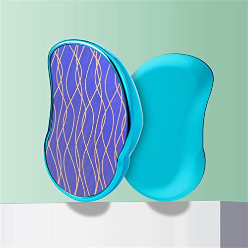 Painless Thigh Hair Remover - Reusable & Washable Hair Removal Tool for Men & Women | Portable Glass Physical Hair Eraser for Arms, Legs & Body | Gentle Non-Irritating Hair Grinder (Blue) | Perfect for Travel, Gym & Home Use