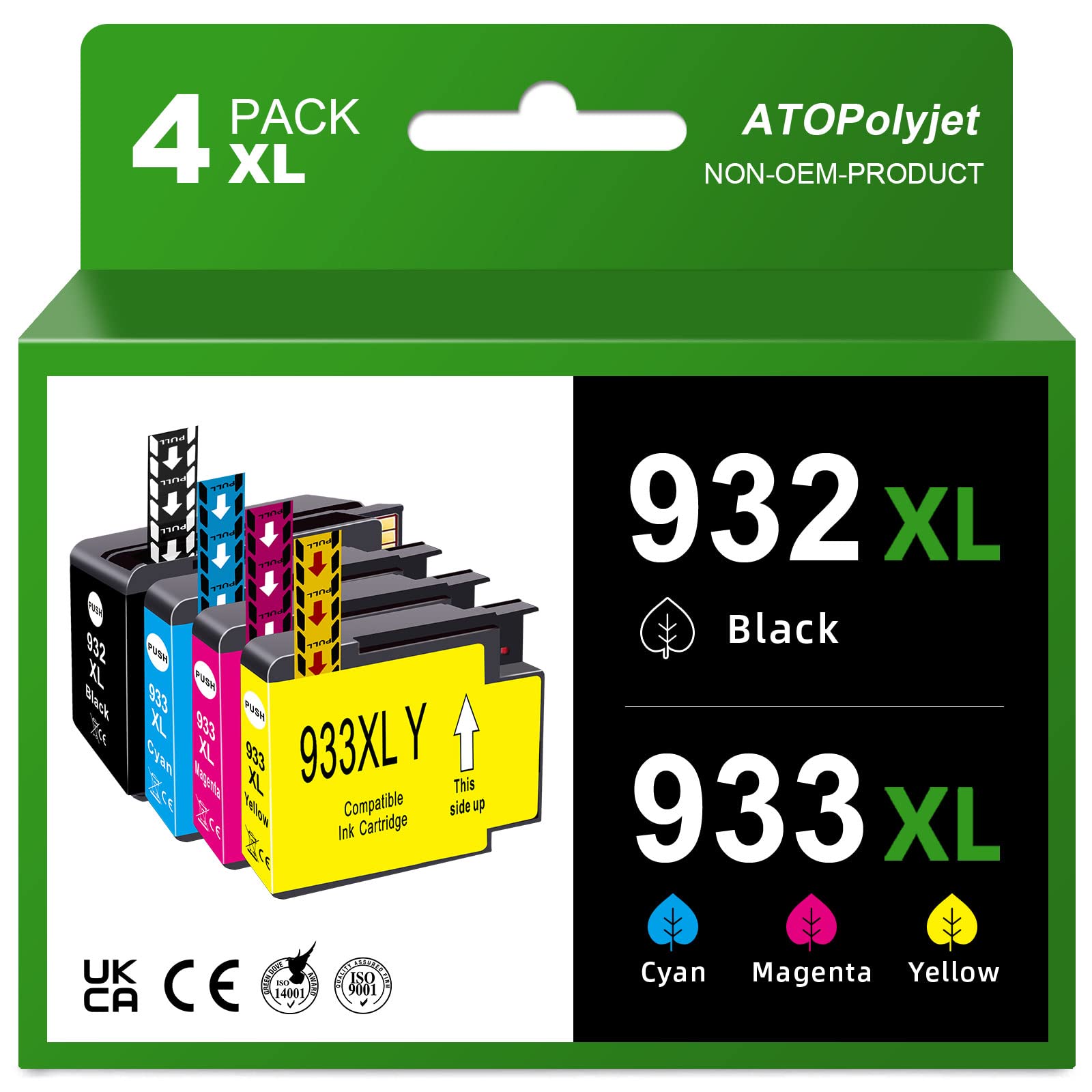 HP 932XL 933XL Ink Cartridges Combo Pack - Replacement for HP OfficeJet 6700, 6600, 7610, 7612, 6100, 7110, 7510 Printers - High Yield Ink for Home & Office Printing