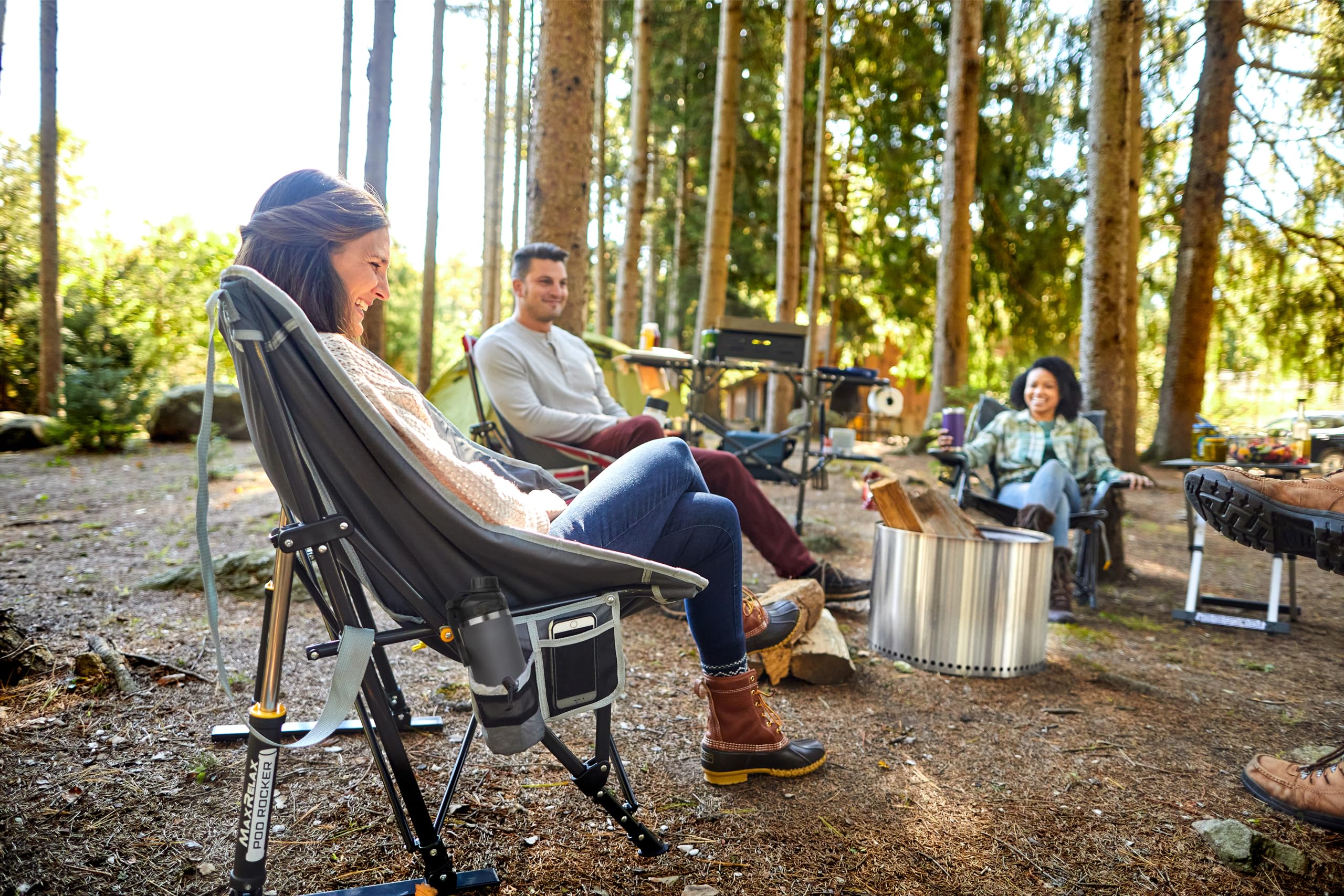 GCI Outdoor MaxRelax Pod Rocker - Portable Folding Rocking Chair for Camping, Beach, Patio & Backyard - Lightweight & Comfortable Outdoor Lounge Chair (Red)