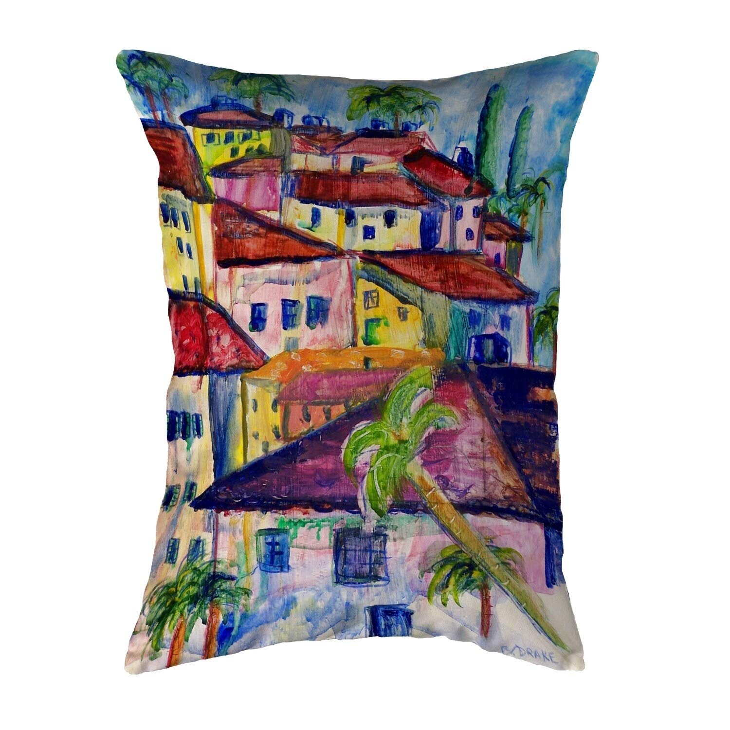 Betsy Drake KS556 Decorative Throw Pillow 11x14 Inches - Multi-Color for Sofa, Bed, Couch & Home Decor