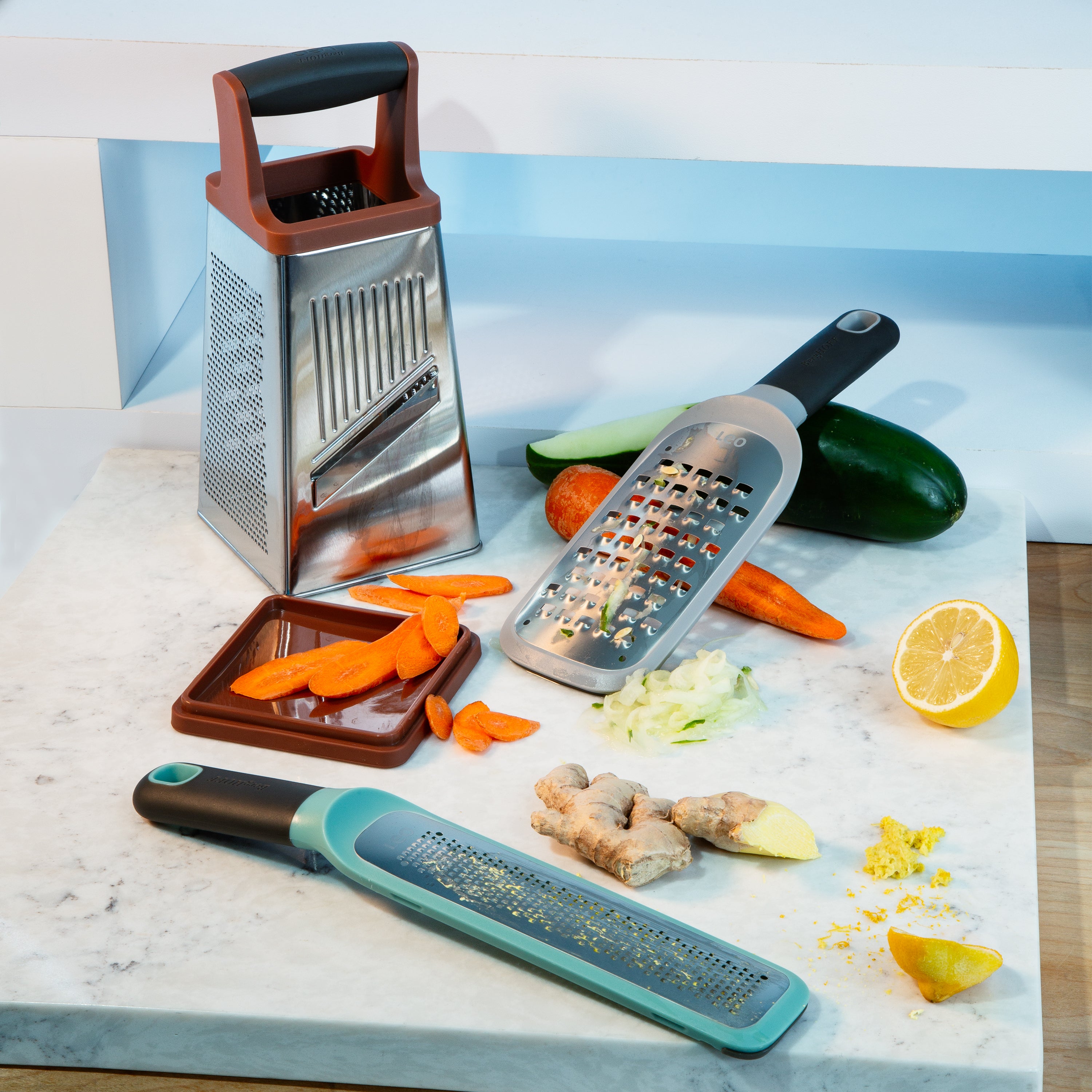 BergHOFF Leo 3-Piece Ultra Coarse Grater Set - Stainless Steel Cheese, Vegetable & Nut Grater for Kitchen, Salad & Baking - Perfect for Parmesan, Zucchini & Almonds