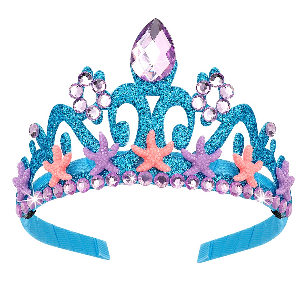Mermaid Princess Crown for Kids - Sparkly Mermaid Party Decorations, Birthday Girl Tiara, Little Mermaid Themed Party Favors - Perfect for Birthday Parties, Dress-Up Play & Photo Shoots