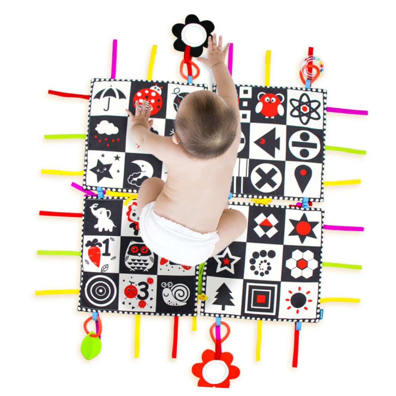 VICASKY 4-Piece Baby Play Mat Set - Non-Toxic Foam Floor Cushion for Infants & Toddlers - Soft Playmat for Crawling, Learning & Playtime - Nursery, Living Room & Daycare Safe