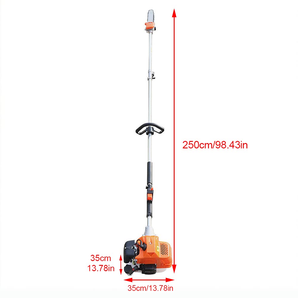 52CC 2 Stroke Gas Pole Chainsaw - 90.55 Inch Lightweight Cordless Tree Trimmer for High Branch Cutting, Pruning & Trimming | Single Cylinder Air-Cooled Chainsaw for Orchard, Garden & Yard Maintenance | Perfect for Landscaping, DIY Tree Care & Professional Use