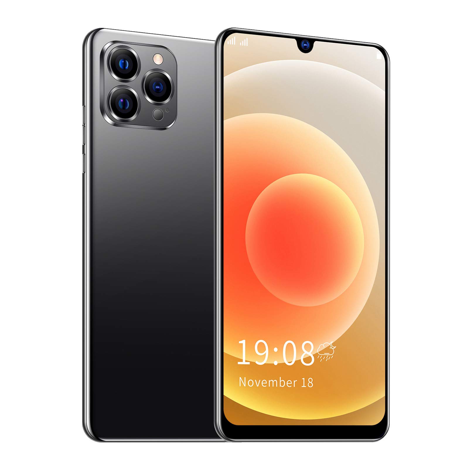 LANDVO IP12 PRO+ 3G Smartphone with Face Recognition & Fingerprint Unlock - Android Phone for Men & Women (Black) | Perfect Gift for Birthday, Anniversary & Daily Use