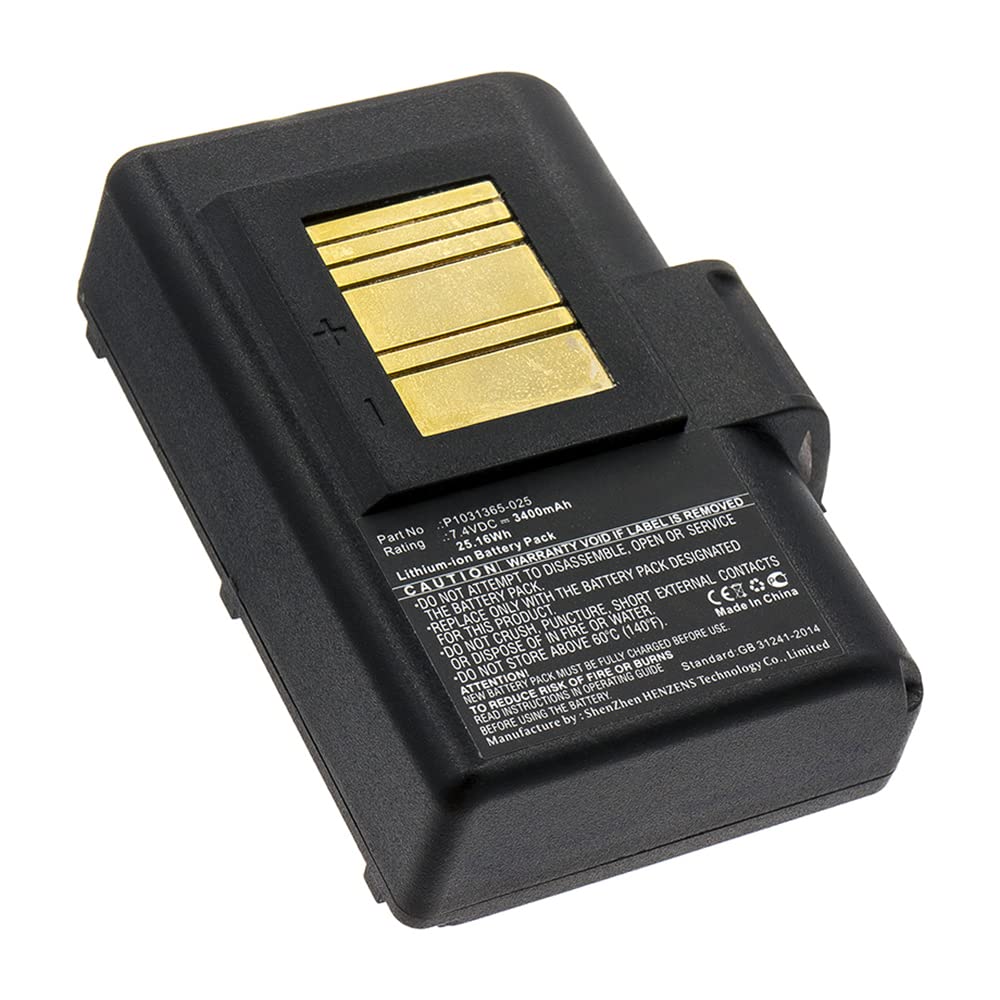 Synergy Digital Printer Battery for Zebra ZQ500 - 7.4V 3400mAh Li-ion High Capacity Replacement (Compatible with BTRY-MPP-34MA1-01) - Perfect for Warehouse Labeling, Retail Barcode Printing & Logistics Scanning