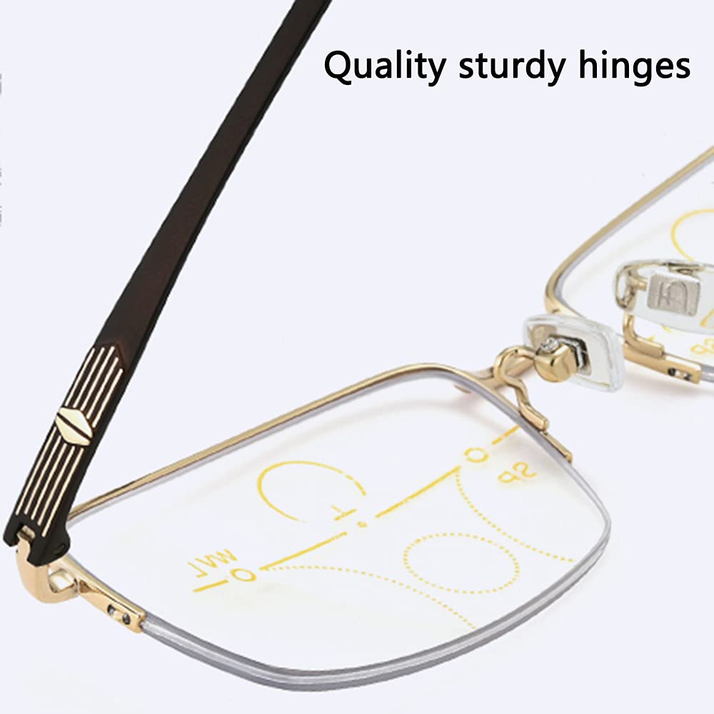 Smart Zoom Anti-Fatigue Reading Glasses for Men & Women - Photochromic Polarized Sunglasses with UV400 Protection (+2.50 Strength, Gold Frame) - Perfect for Office Work, Driving, and Outdoor Activities