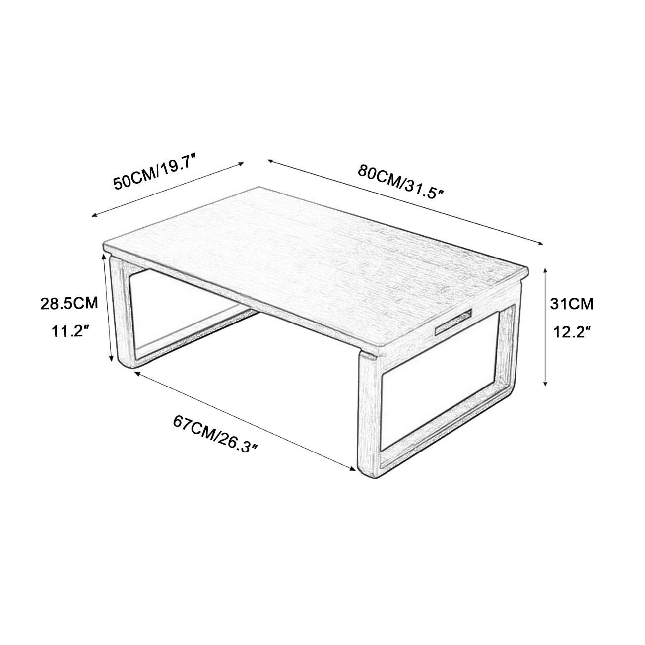 Japanese Style Folding Coffee Table - Multi-Functional Tatami Table for Living Room, Bedroom & Office - 60kg Weight Capacity - Perfect for Reading, Tea Time & Remote Work (Brown, 80x50x31cm) - Compact & Space-Saving Design for Small Apartments