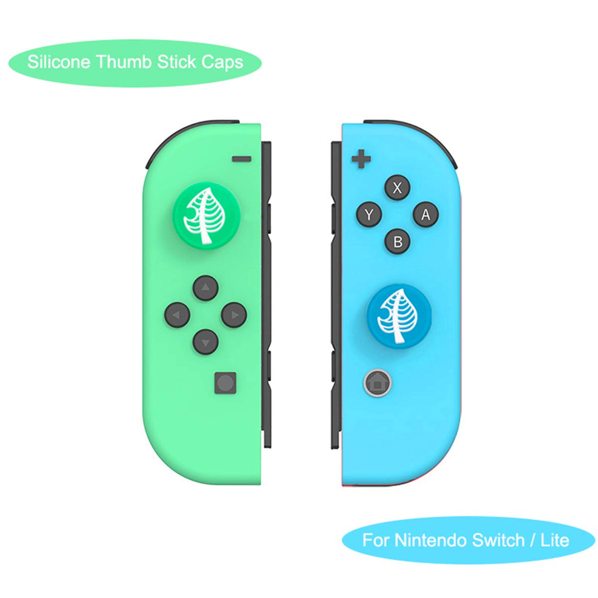 6Pcs Cute Cat Paw & Raccoon Green Leaf Thumb Grip Caps for Nintendo Switch/Lite Joy-Con Controllers - Soft Joystick Cover Accessories for Comfortable Gaming & NS Protection (Perfect for Kids & Long Play Sessions)