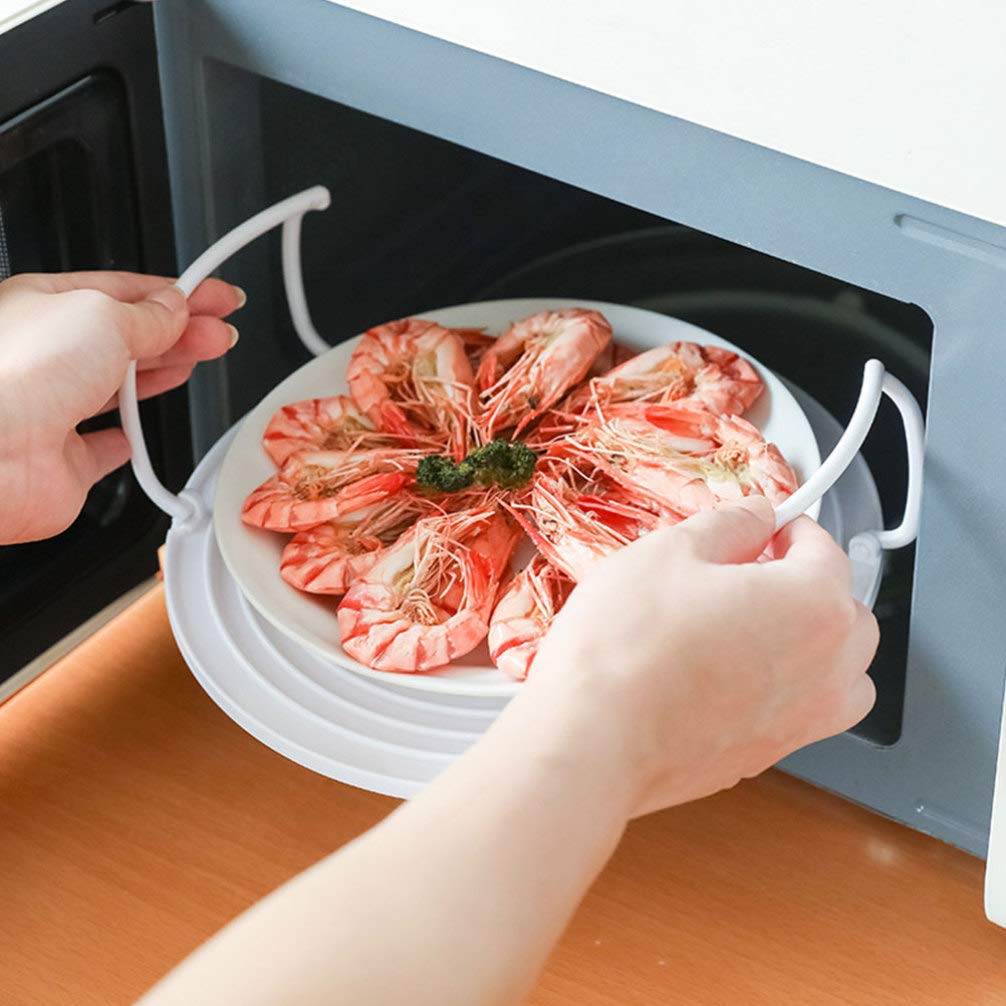 2-Pack Cabilock Microwave Plate Stacker - Adjustable Microwave Oven Tray Rack for Layered Cooking, Steaming & Heating | Space-Saving Kitchen Organizer for Small Spaces | Perfect for Meal Prep, Leftovers & Family Dinners