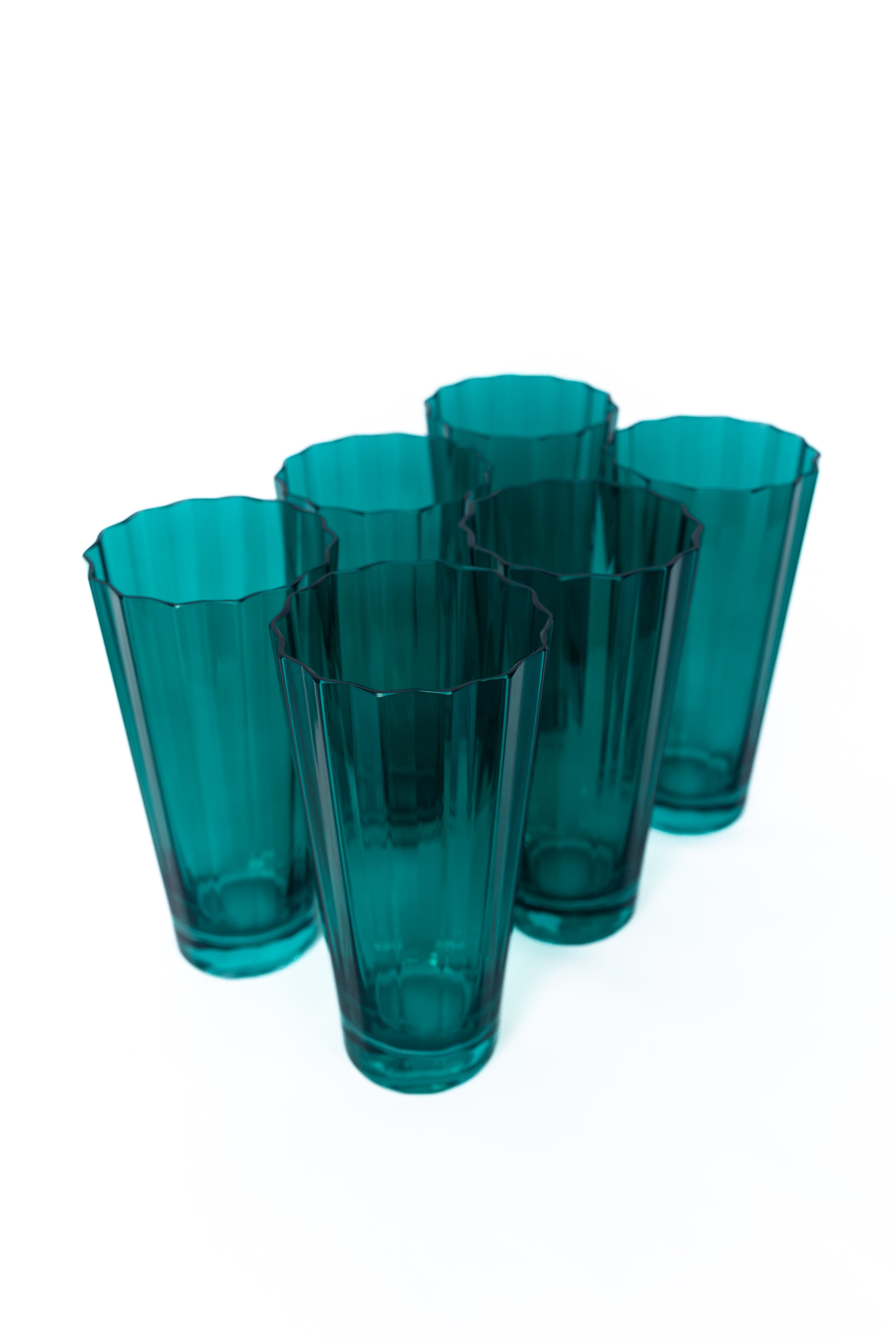 Estelle Colored Sunday Highball Glasses Set of 6 - Emerald Green | Elegant Drinking Glasses for Cocktails, Iced Tea & Entertaining | Perfect for Home Bar, Parties & Gifts