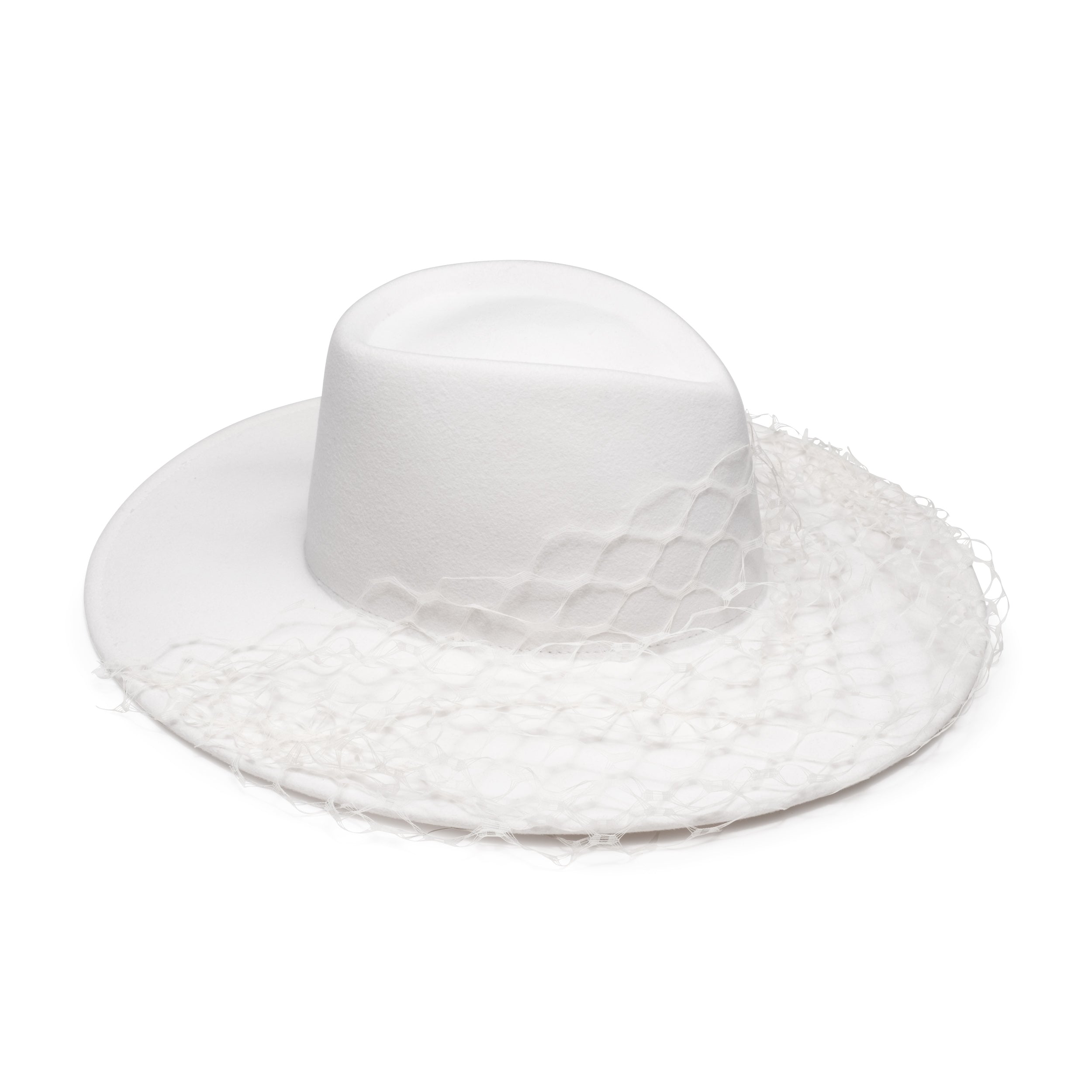 Stylish Harlowe Asymmetric Veil Fedora Hat for Women - Trendy Wide Brim Sun Hat for Outdoor, Beach, and Fashion Occasions