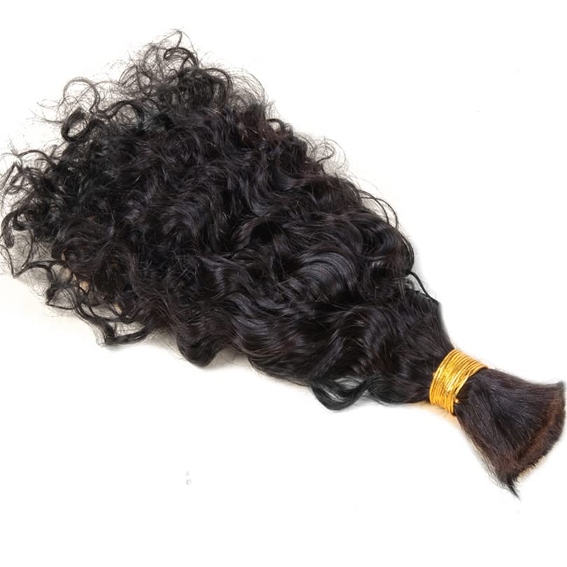 Brazilian Virgin Human Hair Extensions 20 Inch Wet and Wavy Curly Bulk Hair 100g (Color #4) - Perfect for Braiding, Weaving, and Natural Hairstyles