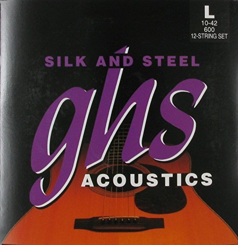 GHS Acoustic Guitar Strings Silk & Steel Light 12-String Set .010-.042 (600) - Perfect for Folk, Blues & Fingerstyle Playing