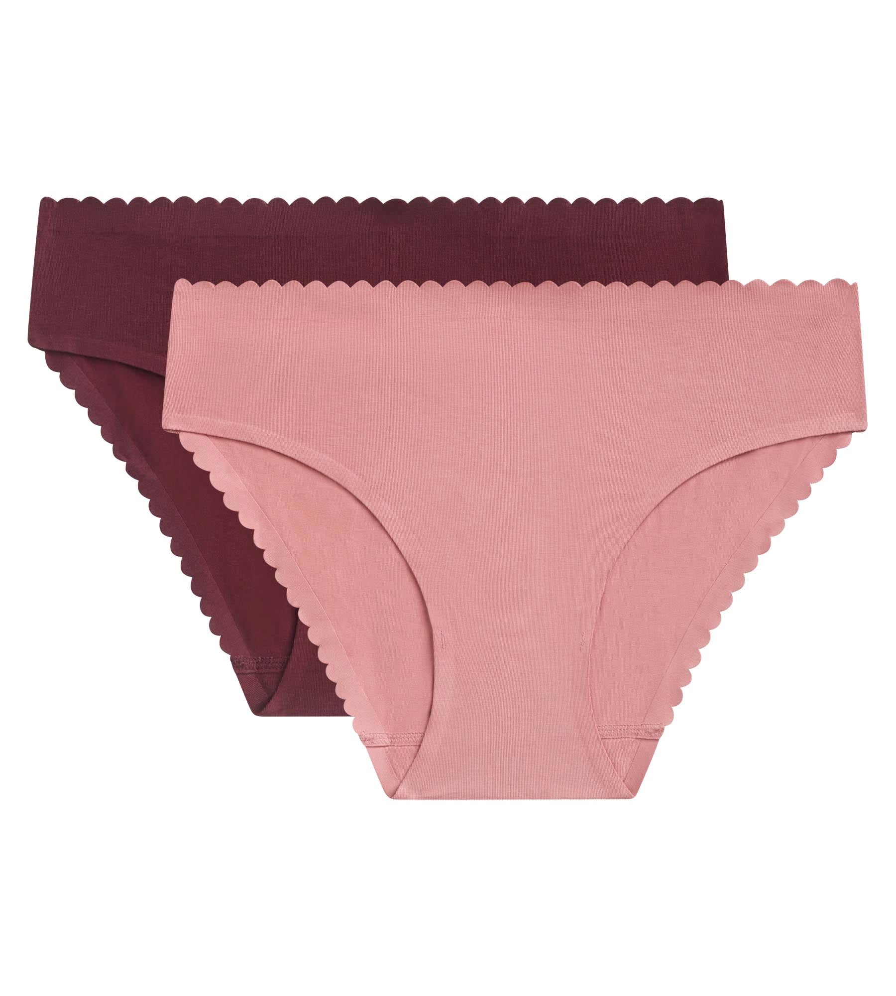 2 Pack Women's Cotton Stretch Underwear - Rose & Ruby Colors | Body Touch Easy Fit | Comfortable for Daily Wear, Yoga & Sleep