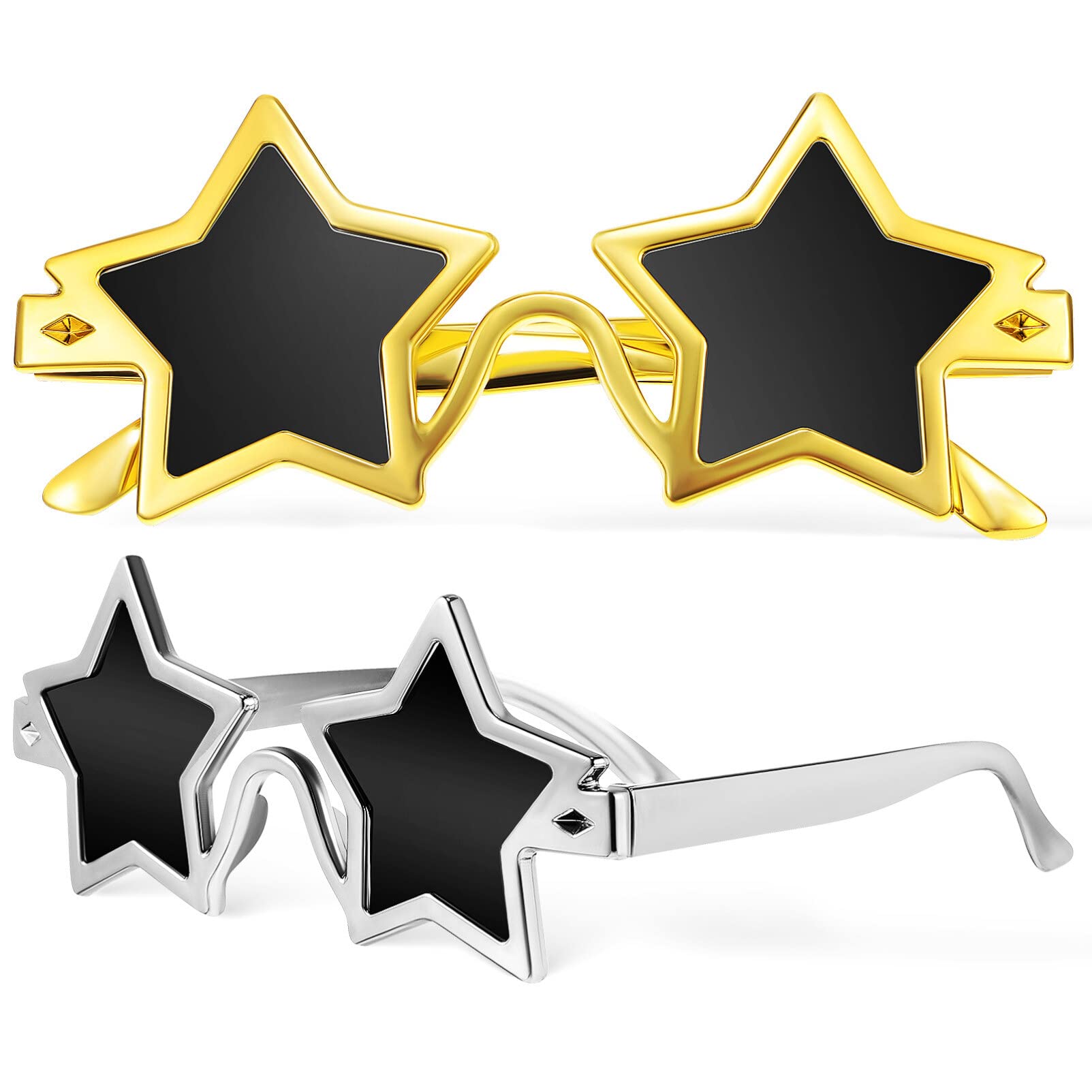 Sosoport 2-Pack Star Shaped Sunglasses for Women & Men - Funky Festival Glasses, Party Accessories, Streetwear Fashion - Perfect for Music Festivals, Costume Parties, and Instagram Photos