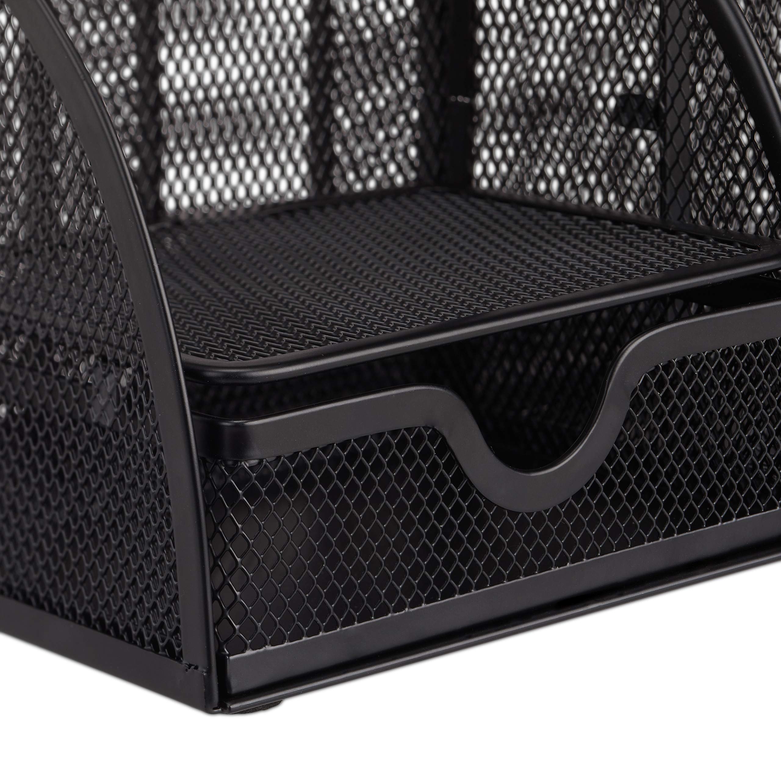 Premium Metal Desk Organizer - Black, 18 x 25.5 x 10.5 cm - Perfect for Office, Home & School Organization - Keep Your Workspace Tidy & Efficient