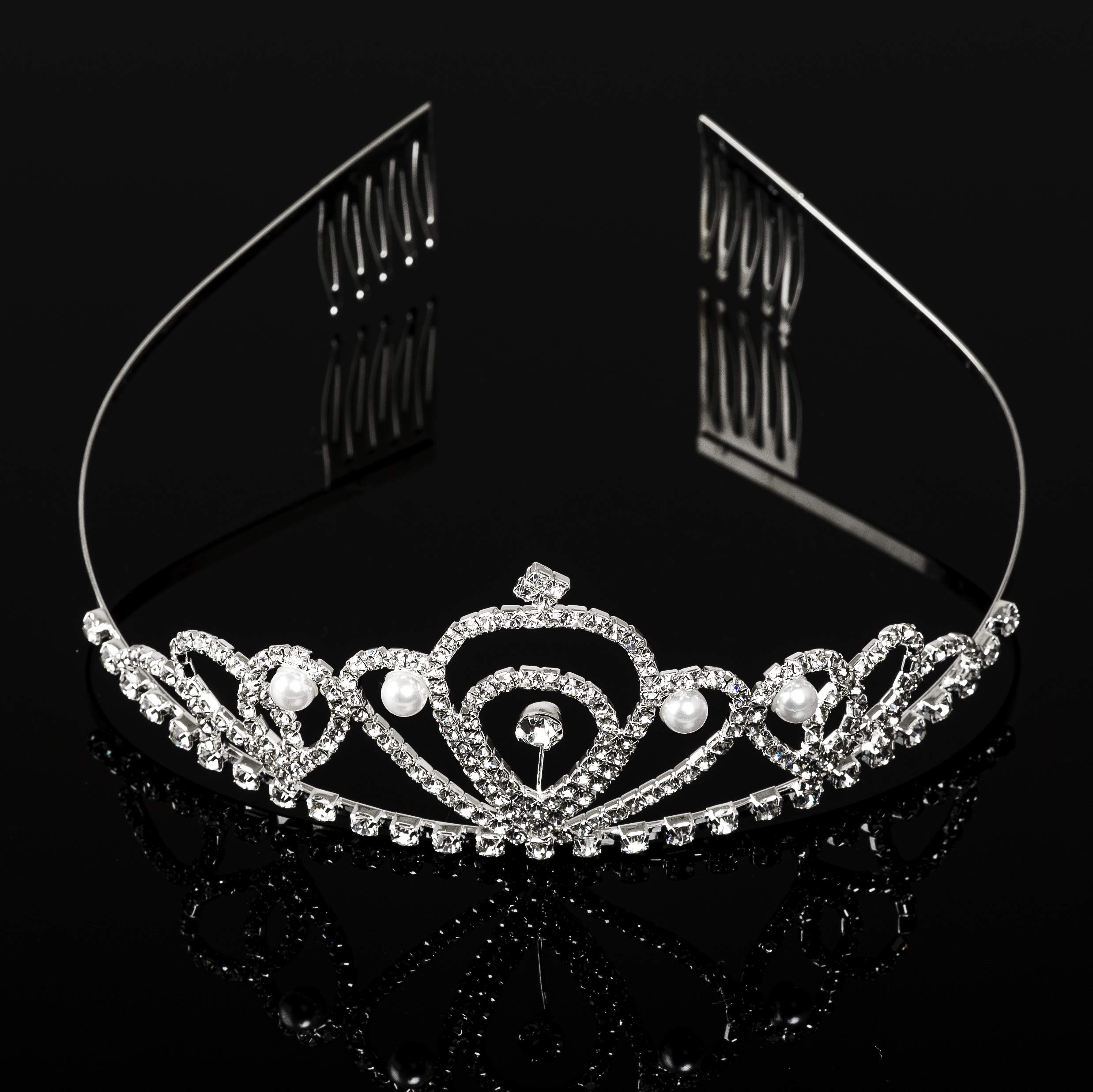 Satyam Kraft Silver Princess Tiara Headband for Women & Girls – Elegant Bridal Crown for Birthday, Wedding, Haldi, Mehendi, Valentine's Day & Special Occasions (1-Pack) | Perfect for Pageants, Photo Shoots & Fairy Tale-Themed Parties