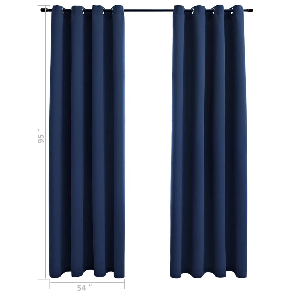 CHARMMA Blackout Curtains with Rings - 2 Panels Navy Blue 54x95 Inch Thermal Insulated Window Drapes for Bedroom & Living Room - Noise Reducing & Light Blocking Fabric