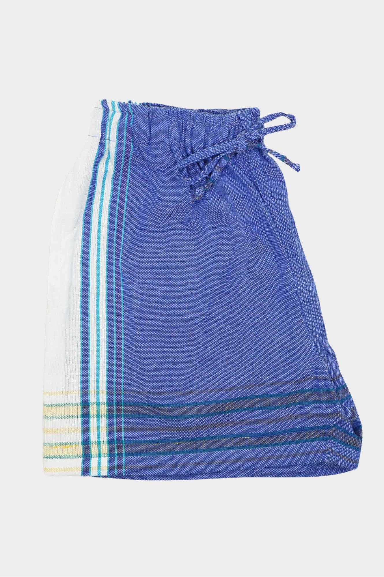 Kikoy Short Shorts for Women - Denim Blue & White - Comfortable Casual Summer Shorts for Beach, Travel, and Everyday Wear