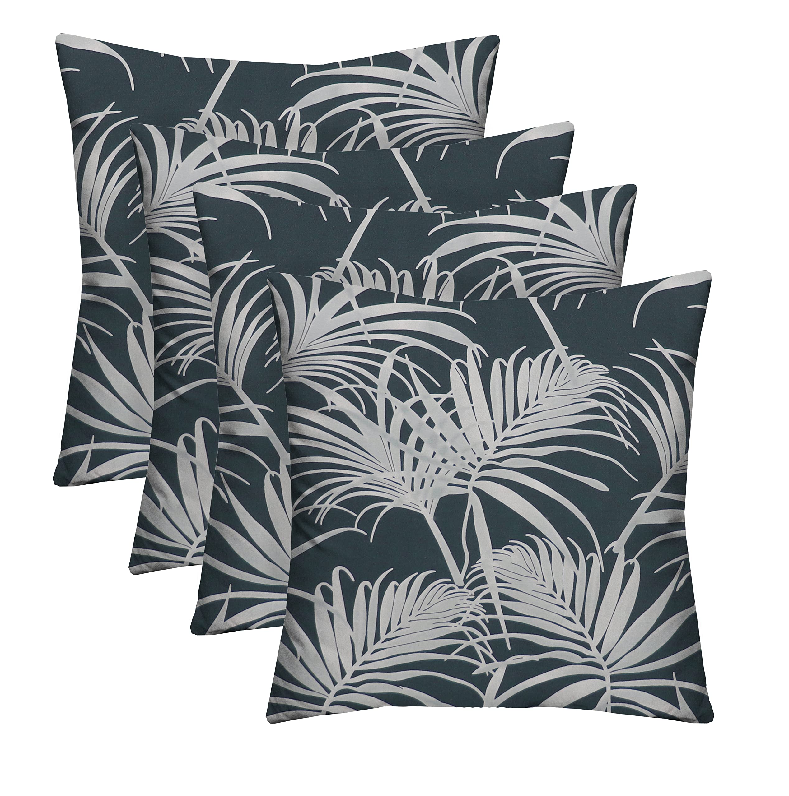 RSH Decor: 24x24 Inch Square Throw Pillows Set of 4 - All-Weather Outdoor Cushions with Water & Fade Resistance - Navy Blue Cabrillo Passport Design for Patio Furniture, Sofa, Garden & Poolside Decor
