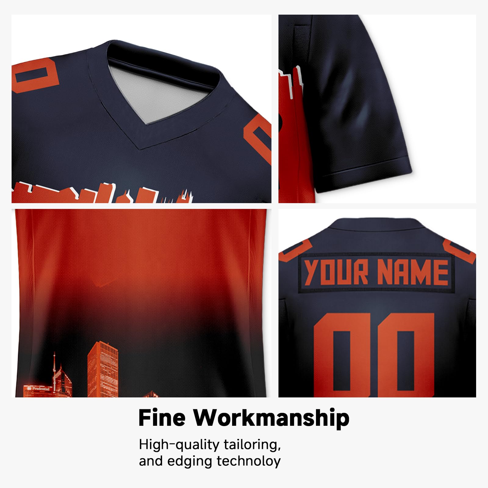 Custom Personalized Football Jersey with City Night Skyline Design - Men Women Youth Name & Number Jersey - Perfect for Game Day, Fan Gifts & Sports Fashion (Ideal for NFL, College Football & Tailgate Parties)