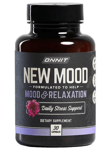 Onnit New Mood Natural Stress & Anxiety Relief Supplement - 60 Capsules for Relaxation, Sleep Support & Mental Clarity | Perfect for Work, Study & Daily Stress Management