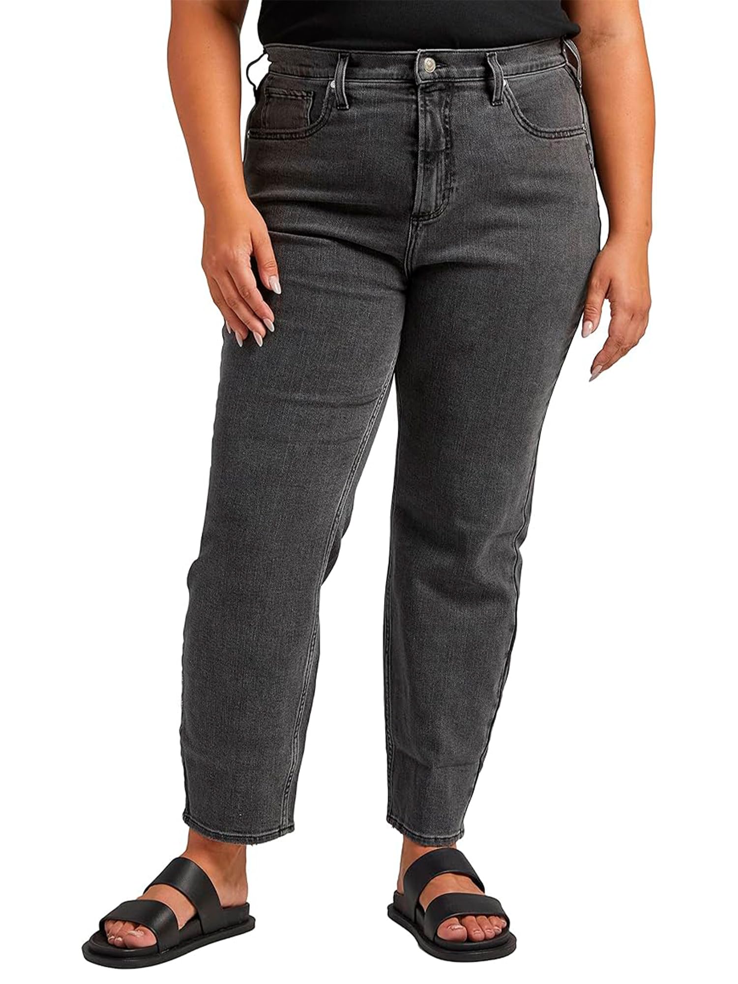 Silver Jeans Co. Women's Plus Size High Rise Straight Leg Jeans – Comfortable Stretch Denim Pants for Casual Wear, Work & Everyday Outfits