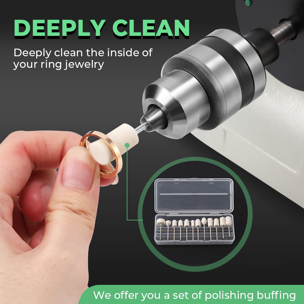 Variable Speed Bench Buffer & Jewelry Polisher - Adjustable RPM with 2 Cotton Wheels, 2 Fiber Wheels, Drill Chuck & Polishing Kit - Perfect for Metal Polishing, Jewelry Making & DIY Crafts