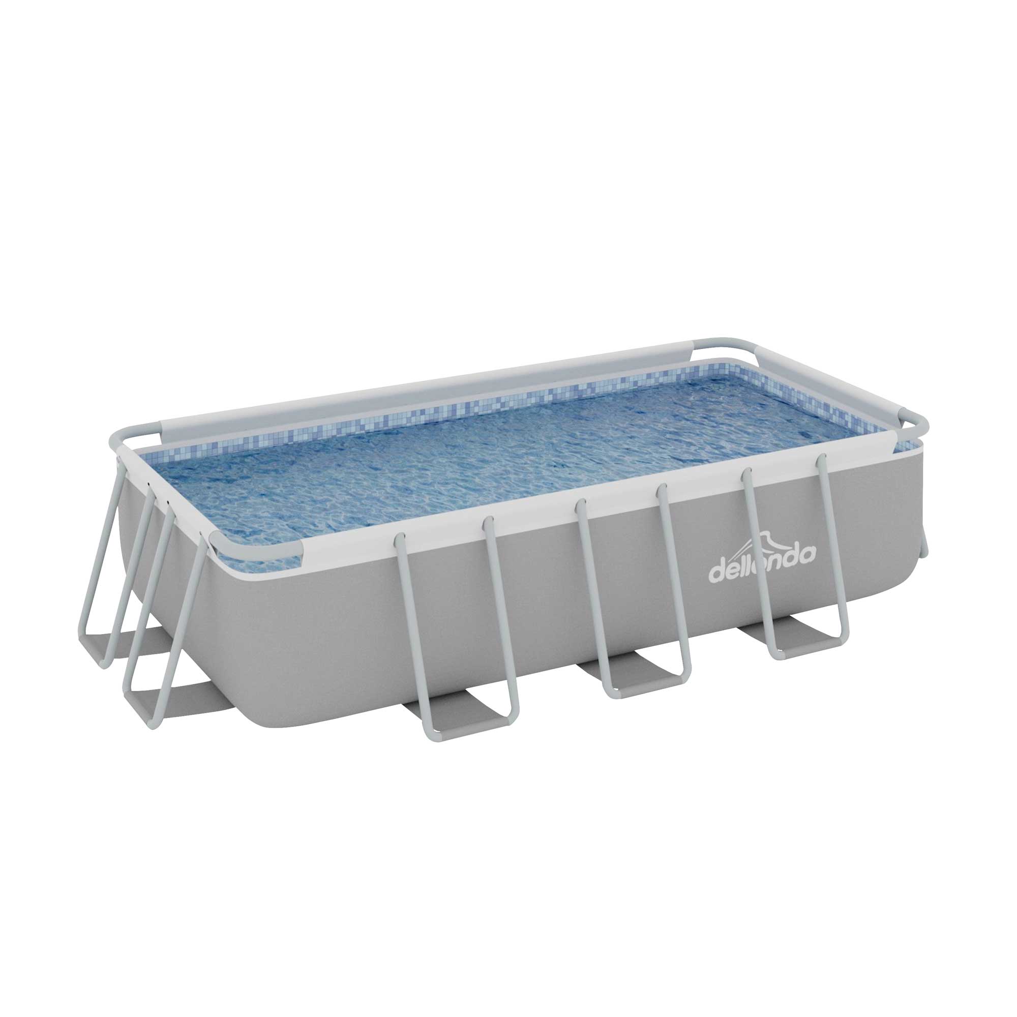 13ft Deluxe Steel Frame Swimming Pool with Filter Pump - Rectangular Above Ground Pool for Backyard, Outdoor Family Fun & Summer Relaxation