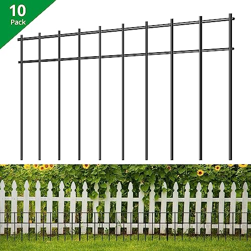 GARVEE 24x15 Inch No Dig Metal Garden Fence - 10 Pack Rustproof Animal Barrier for Dogs, Rabbits & Small Pets | Perfect for Yard, Flower Beds & Vegetable Gardens Protection