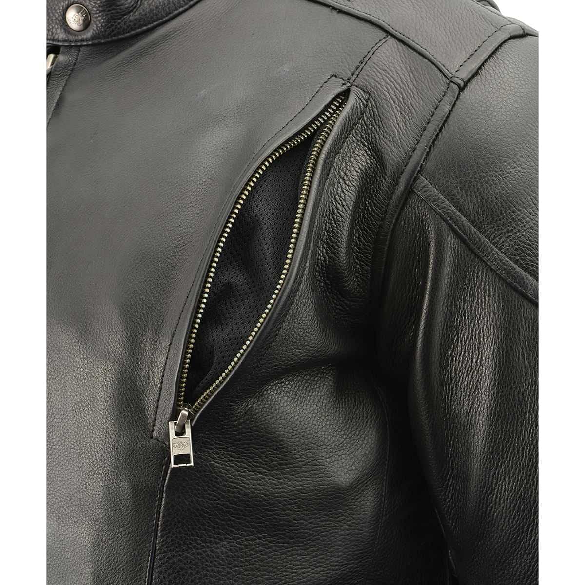Milwaukee Leather ML1010 Men's Black Vented Side Lace Leather Scooter Jacket for Motorcycle Riding & Urban Fashion