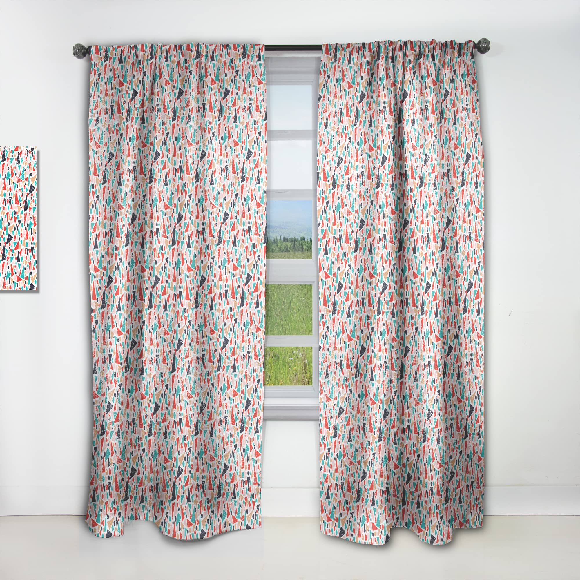 DesignQ Retro Abstract Pattern Thermal Insulated Curtains - 52x108 Inch Single Panel for Bedroom & Living Room - Energy Saving Blackout Drapes for Home Decor & Privacy